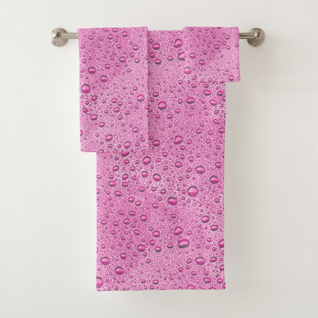 Conjunto De Toalhas Gotas de água rosa quente (Insitu)