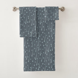 Conjunto De Toalhas Gotas de Chuva Caindo Fofo Dia Chuvoso Cinza Escur