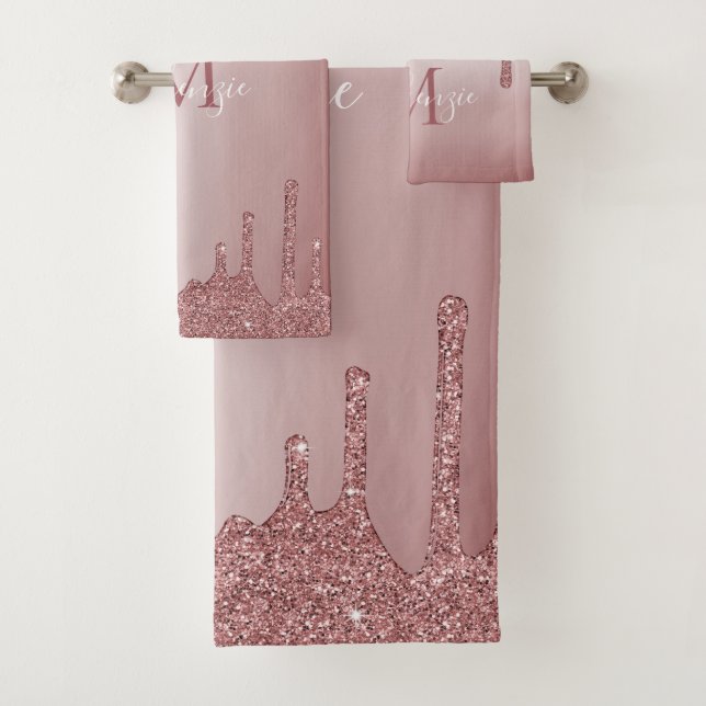 Conjunto De Toalhas Gotas de cinza Dourada rosa rosa-rosa com tendênci (Insitu)