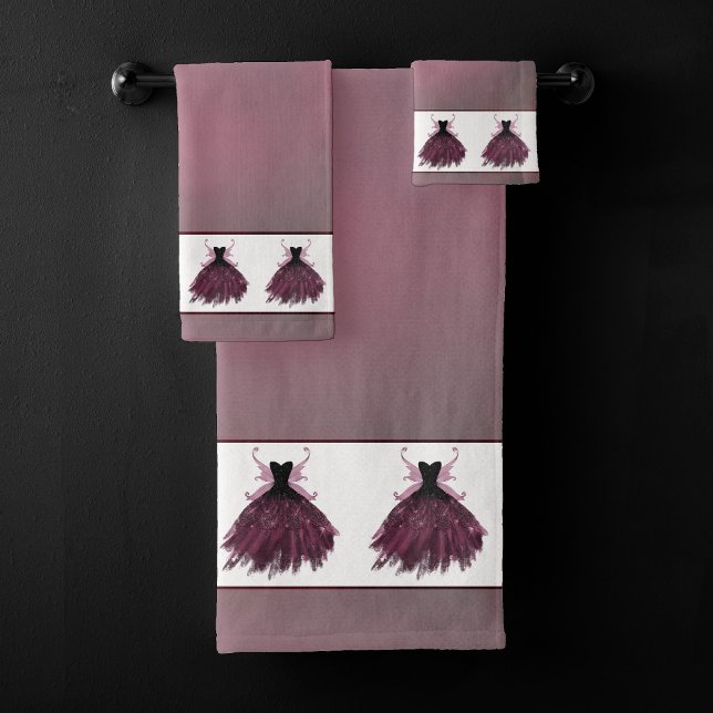 Conjunto De Toalhas Gothic Fairy Fuchsia Gown | Magenta Rosa-Rosa-Boca (Criador carregado)