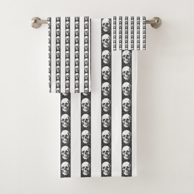 Conjunto De Toalhas Gothic striped pattern with skulls (Insitu)