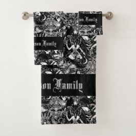 Conjunto De Toalhas Gótico Gótico Bats Bats Skulls