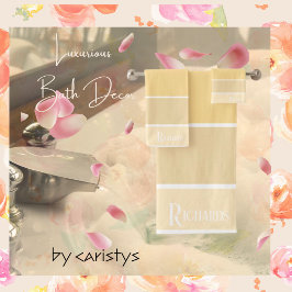 Conjunto De Toalhas Gourenço Amarelo Monograma com Branco