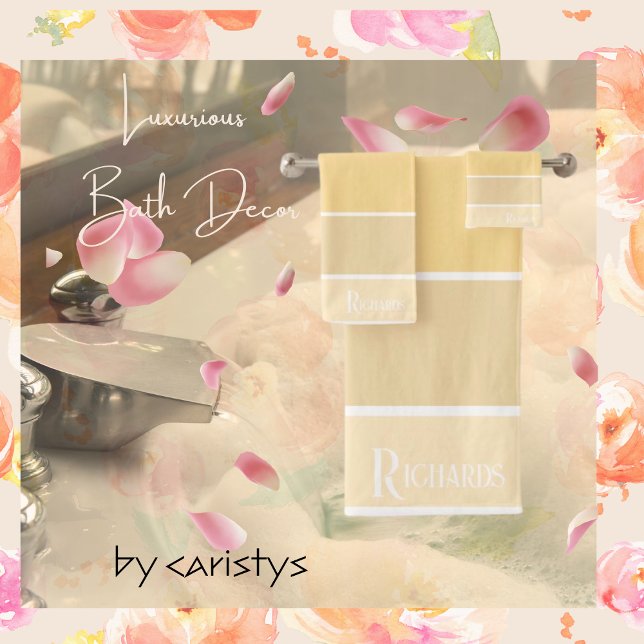 Conjunto De Toalhas Gourenço Amarelo Monograma com Branco (Criador carregado)