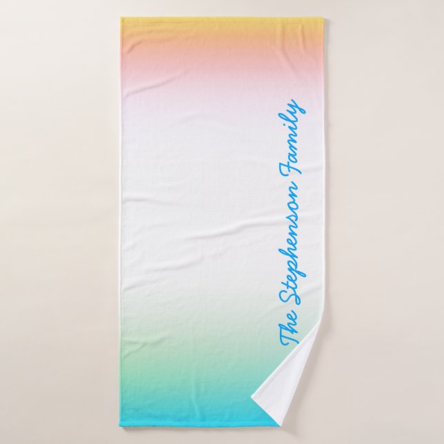 Conjunto De Toalhas Gradação Legal azul TROPICAL com texto azul (Toalha de Banho)