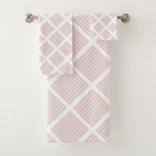 CONJUNTO DE TOALHAS GRADE BRANCA LUXE PASTEL CHEVRON