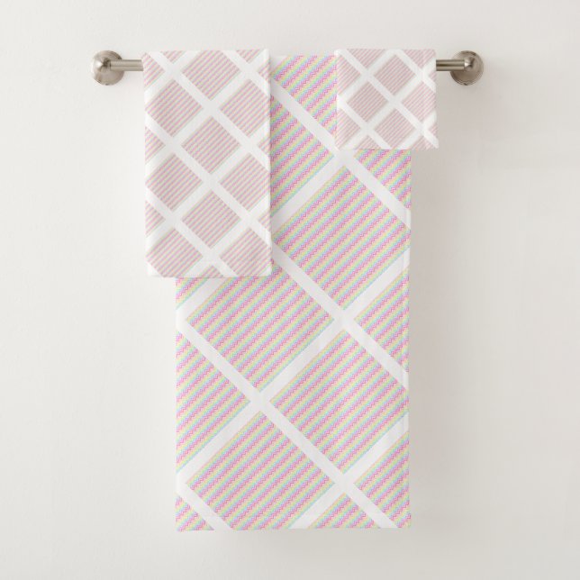 CONJUNTO DE TOALHAS GRADE BRANCA LUXE PASTEL CHEVRON (Insitu)