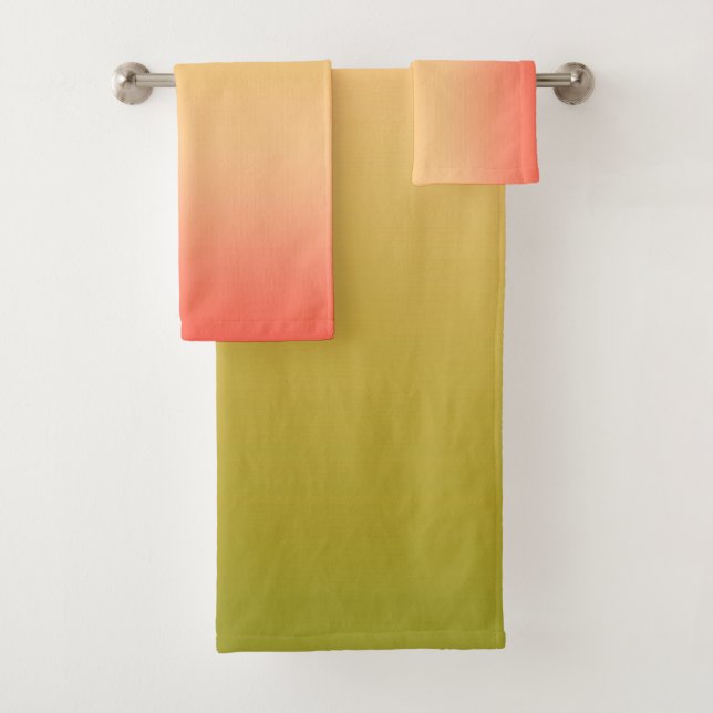 Conjunto De Toalhas Gradient ombre coral blush beige limão macio desfo (Insitu)