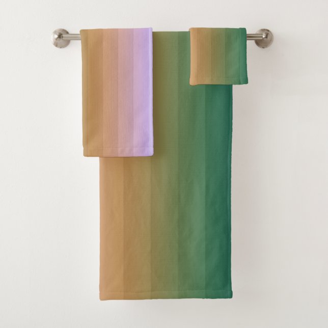 Conjunto De Toalhas Gradient ombre stripe branda verde borrado verde (Insitu)