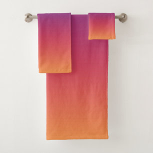 Conjunto De Toalhas Gradiente Azul Roxo e Laranja