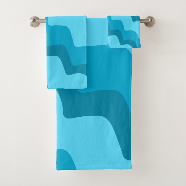 Conjunto De Toalhas Gradiente de ondas do oceano azul (Insitu)