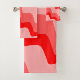 Conjunto De Toalhas Gradiente de ondas onduladas do oceano vermelho