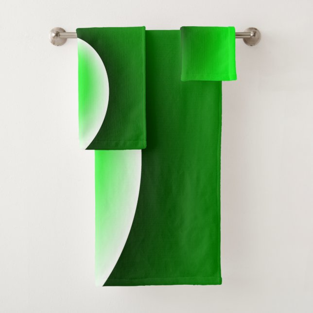 Conjunto De Toalhas Gradiente Espiral Branco Verde (Insitu)