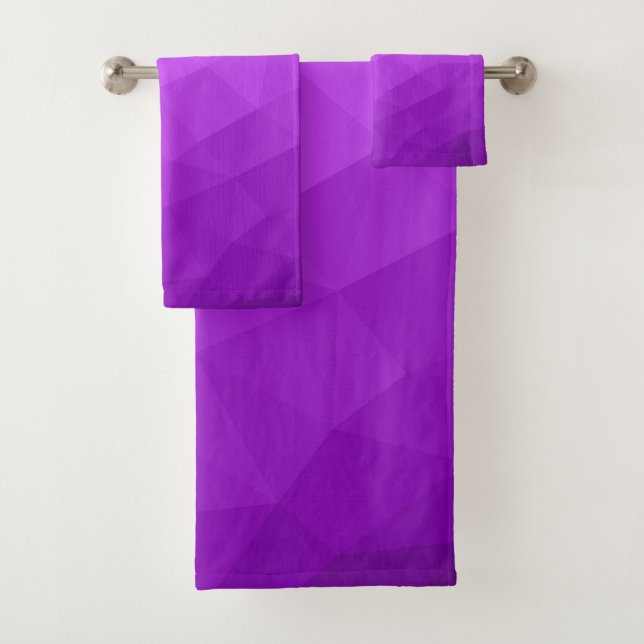 Conjunto De Toalhas Gradiente geométrico de malha de lavanda roxa (Insitu)