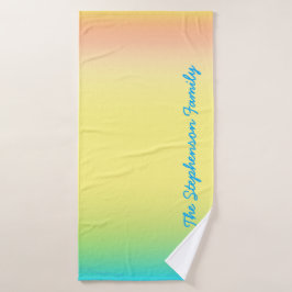 Conjunto De Toalhas Gradiente Legal de Azul a Amarelo com Texto Azul