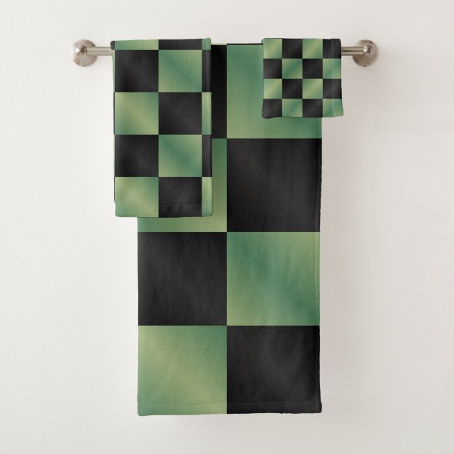 Conjunto De Toalhas Gradiente Preto Verde Azul Moderno Verificado (Insitu)