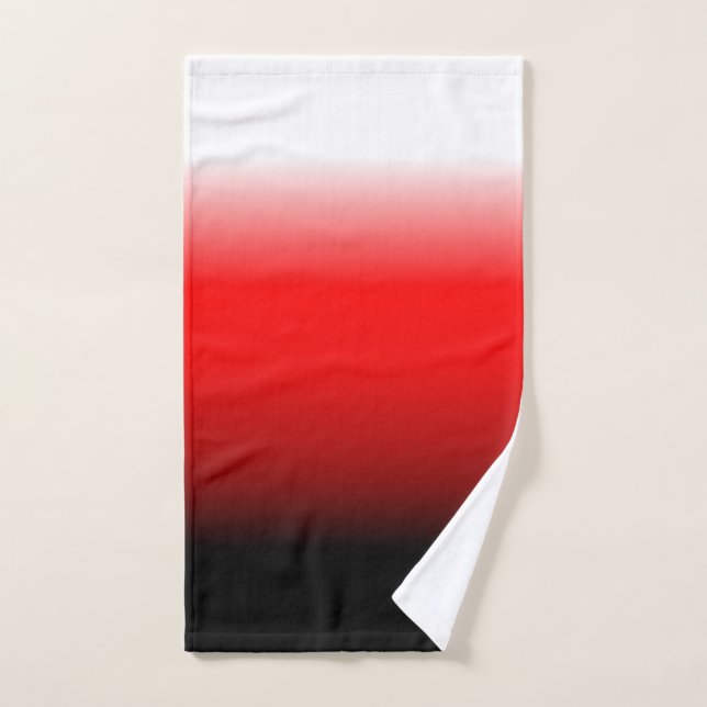 Conjunto De Toalhas Gradiente Preto, Vermelho e Branco (Toalha de mão)