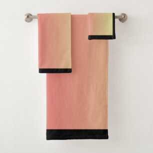 Conjunto De Toalhas Gradiente Rosa Pastel Amarelo