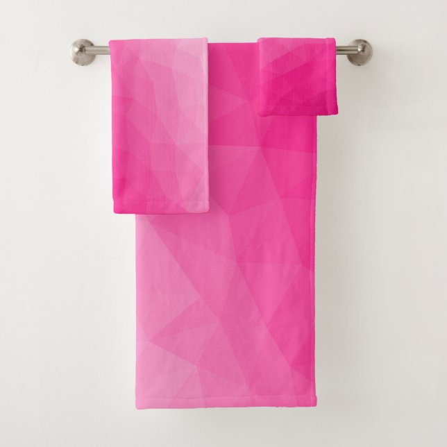 Conjunto De Toalhas Gradiente Rosa Quente Padrão de Malha Geométrica (Insitu)
