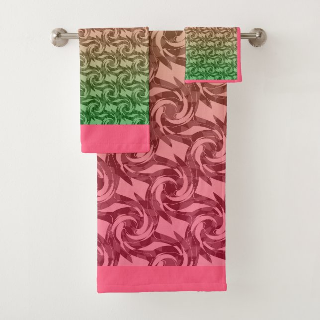 Conjunto De Toalhas Gradiente rosa verde (Insitu)