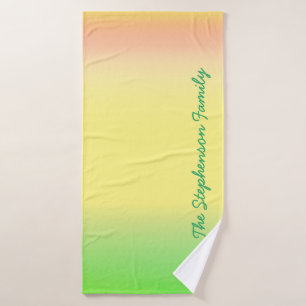 Conjunto De Toalhas Gradiente verde-fino a amarelo com script verde