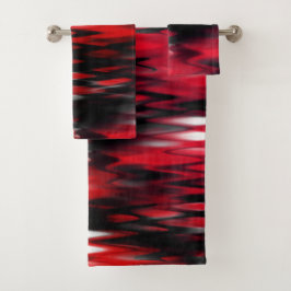 Conjunto De Toalhas Gradiente vermelho a negro que forma abstrato zigz
