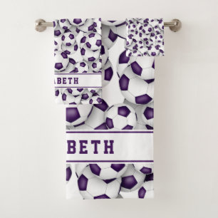 Conjunto De Toalhas graduação de futebol branco roxo personalizada