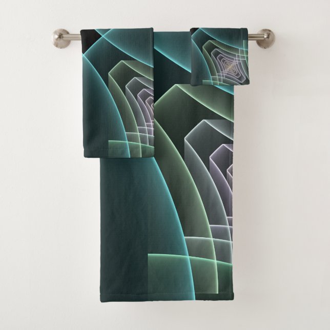 Conjunto De Toalhas Gráfico de Arte Geométrica Teal Moderna (Insitu)