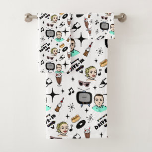 Conjunto De Toalhas Gráficos nostálgicos do estilo Retro Pop 1950