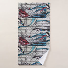 Conjunto De Toalhas Grafite de Garota Asiática