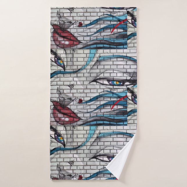 Conjunto De Toalhas Grafite de Menina Asiática  (Toalha de Banho)