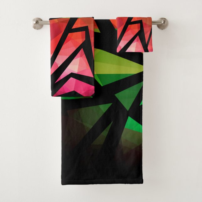 Conjunto De Toalhas grafite polígono moderno abstrato escuro geométric (Insitu)