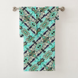 Conjunto De Toalhas Grande espelhamento de cinzas e aquamarinas