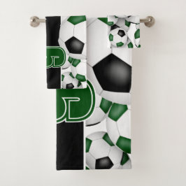 Conjunto De Toalhas Grande parte do time preto verde colorido bolas de