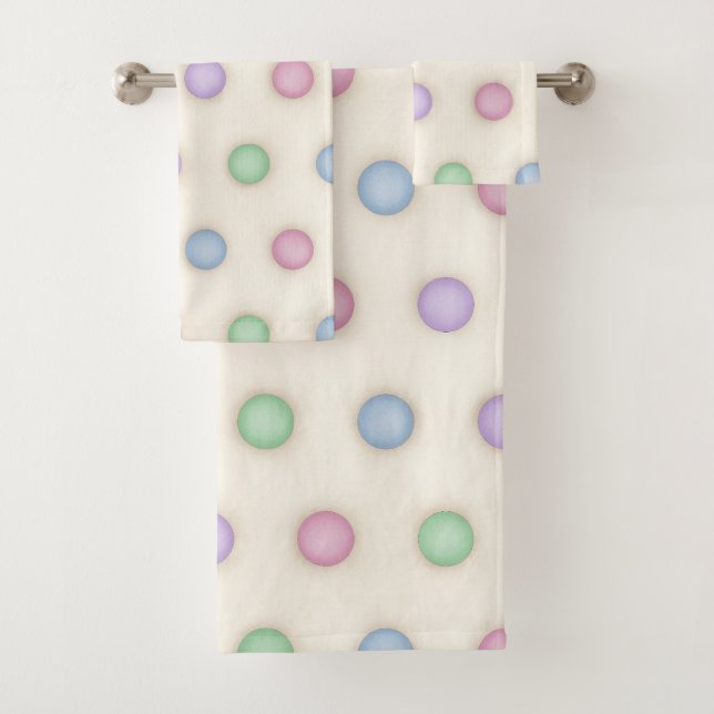 Conjunto De Toalhas Grandes Bolinhas Coloridas de Pastel (Insitu)