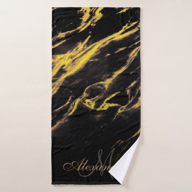 Conjunto De Toalhas Granito preto e Ouro (Toalha de Banho)