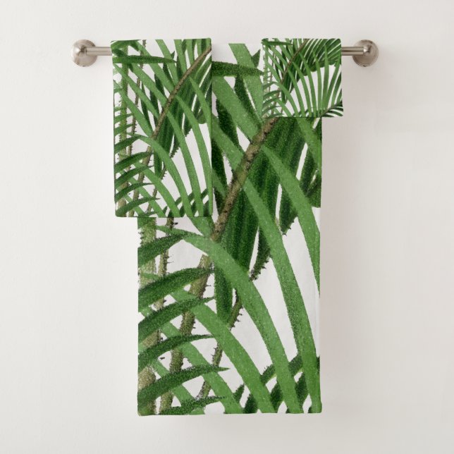 Conjunto De Toalhas Granja tropical verde aquosa Folhas de palmeira (Insitu)