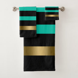Conjunto De Toalhas Graus de ouro pretos e verdes