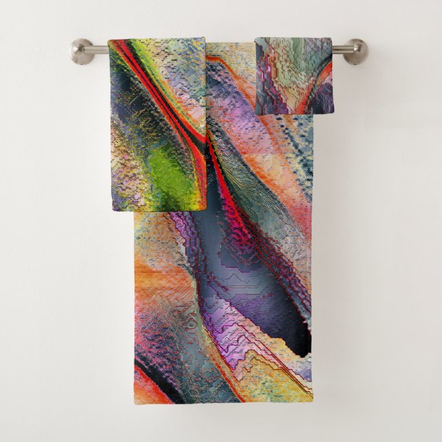 Conjunto De Toalhas Gravado com rugosidade e aquarela virtual (Insitu)