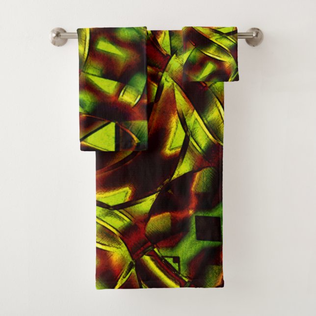 Conjunto De Toalhas Gravatas deformadas de fitas verdes queimadas (Insitu)