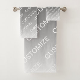 Conjunto De Toalhas Gray (changeable color) Ombre & Text Pattern
