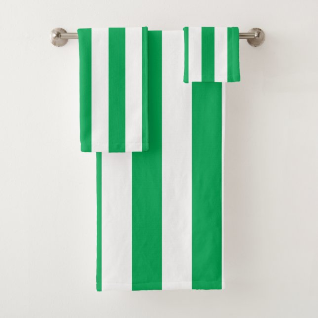 Conjunto De Toalhas Green and White Cabana Stripes  (Insitu)