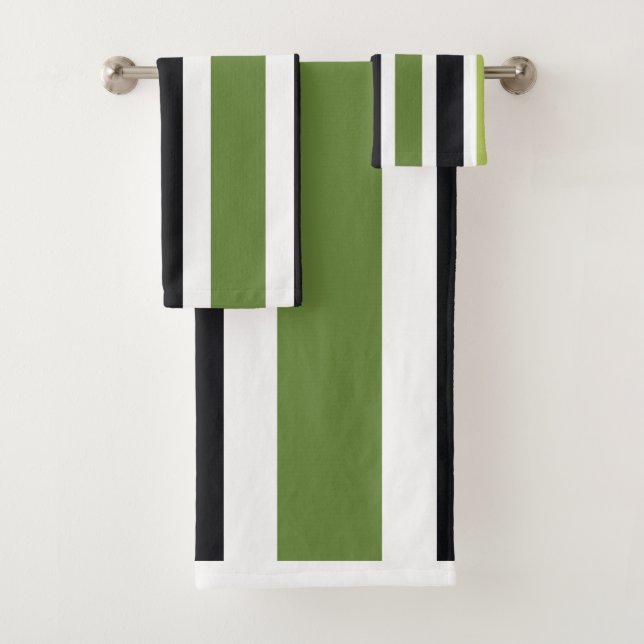 Conjunto De Toalhas Green Black Stripes (Insitu)