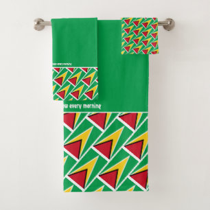 Conjunto De Toalhas GREEN de Escritura Personalizada do FLAG GUIANÊS