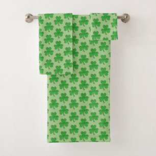 Conjunto De Toalhas Green Lucky Shamrock Clover Irish Dia de São Patrí