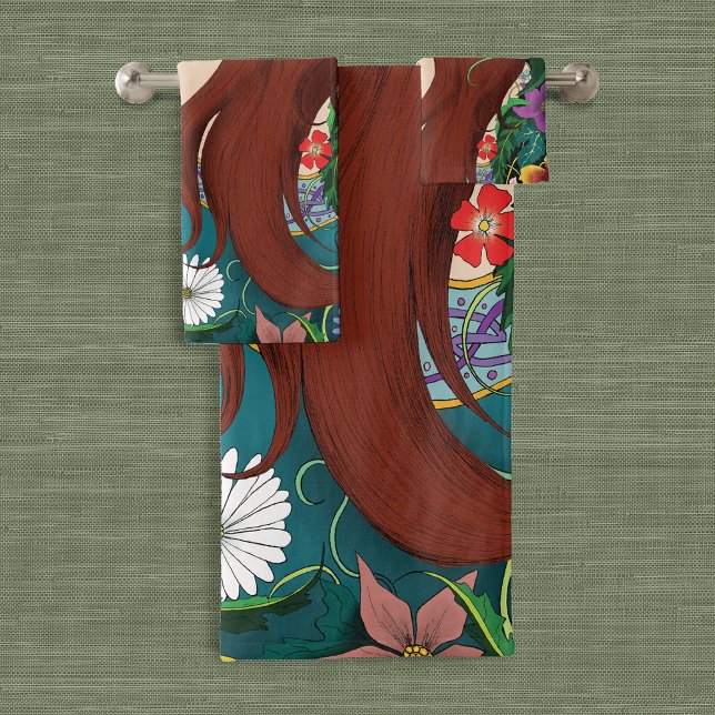 Conjunto De Toalhas Green Man Elf Fantasy Floral (Criador carregado)