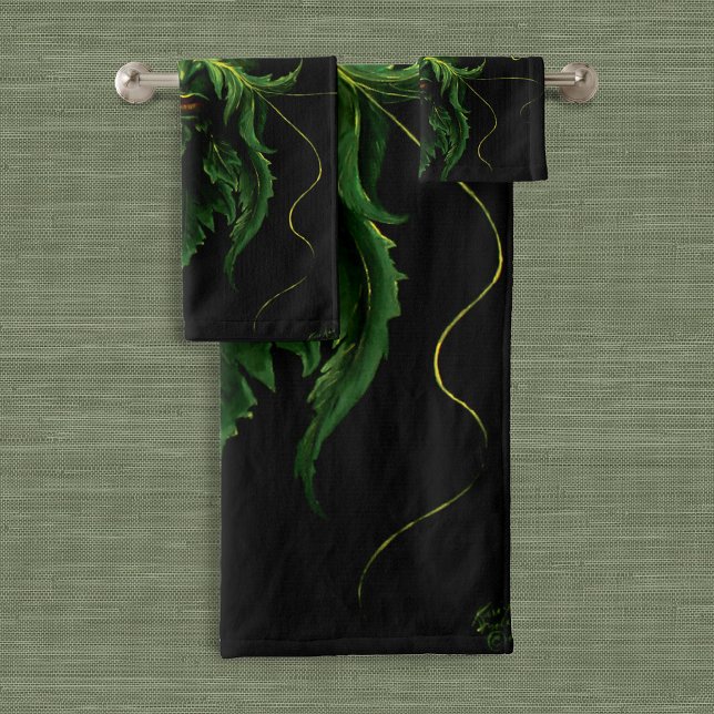 Conjunto De Toalhas Green Man Fae deixa preto (Criador carregado)