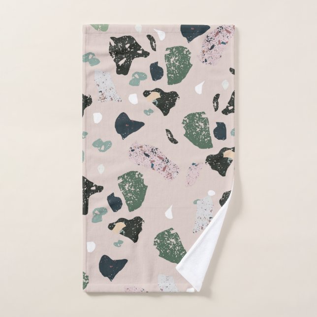 Conjunto De Toalhas Green Terrazzo Pattern (Toalha de mão)