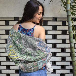 Conjunto De Toalhas Green Yellow Blue Pink Paisley Flowers