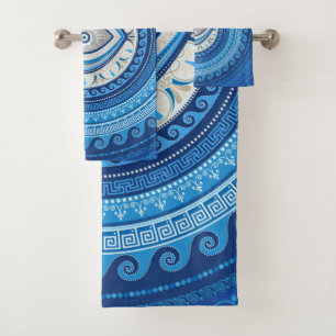 Conjunto De Toalhas Grego Mati Mataki - ornamento grego do olho mau
